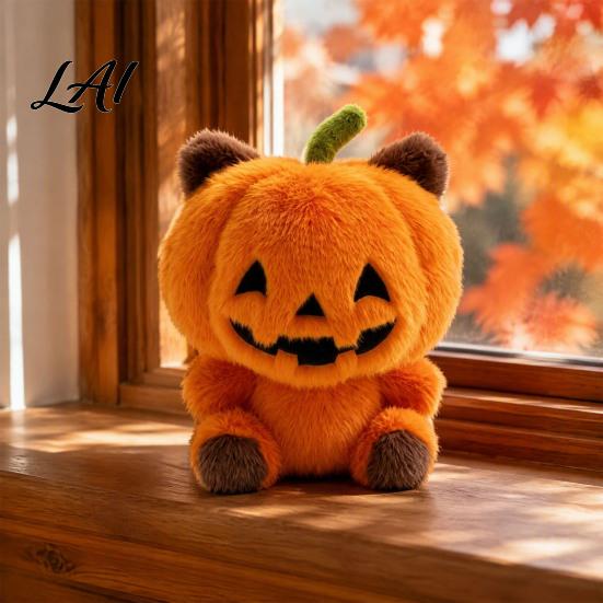 Cute Stuffed Pumpkin Toy Halloween Plush Pillow with Cat Ears & Claws Autumn Festive Room Accent Soft Orange Animal Sofa Cushion Home Decor