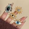 Blue Eyes Exaggerated Ring Geometric Vintage Gold Ring Personality Demon Eye Ring  Decoration