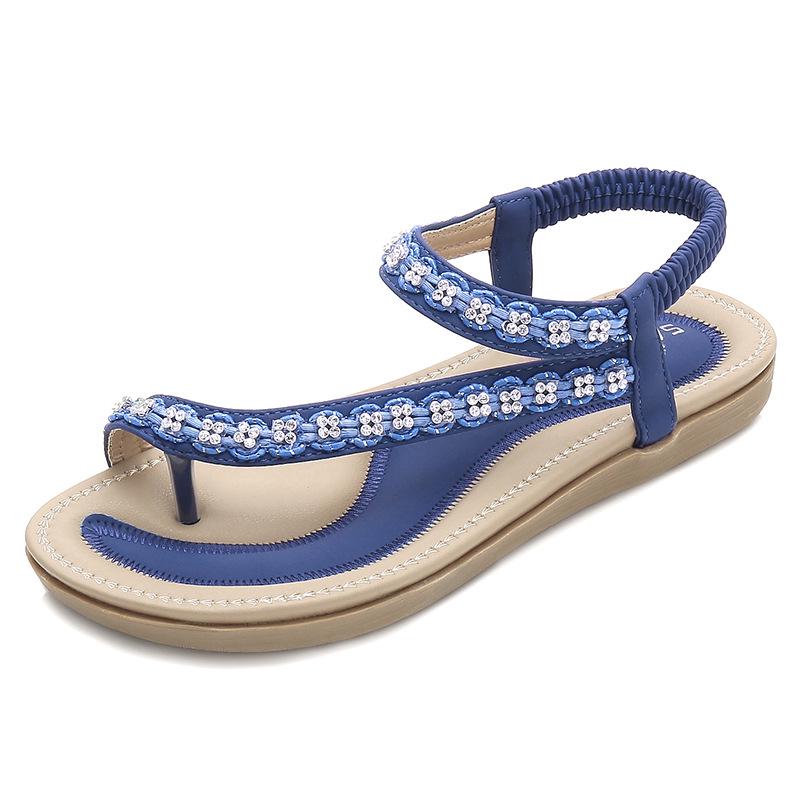 Новые женские сандалии на плоской подошве, модные женские сандалии со стразами, летние пляжные сандалии, удобные повседневные женские тапочки