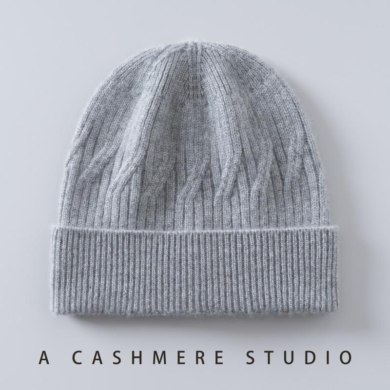 Cashmere autumn and winter new unisex fashion versatile simple warm ear protection cold knitted headhat