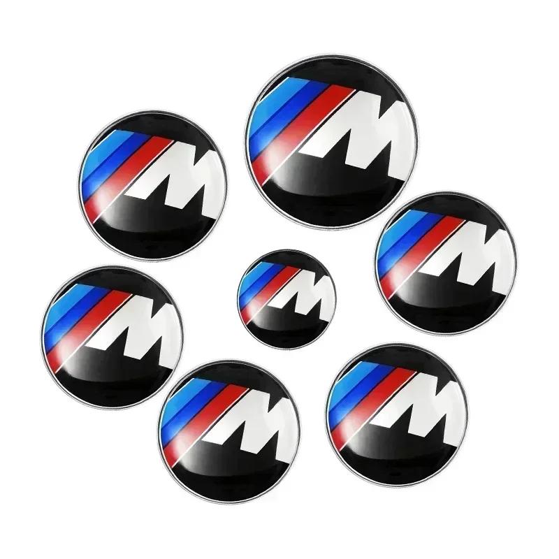 BAAP1 7pcs Front Hood Emblem Car 50th Anniversary Logo 82mm+Rear Badge 74mm+Wheel Hub Cap 68mm Decoration Cover Styling for BMW M