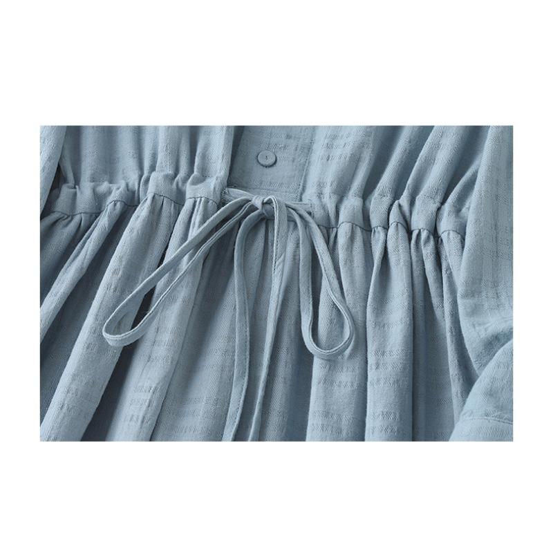 Осенняя мода Свободная женская одежда Высококачественное платье с текстурой хлопка и льна