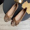 666-16 Temperament Square Head Light Mouth Bow Small Coarse Heel Versatile Leopard Print Super Soft Single Shoes Women's Autumn