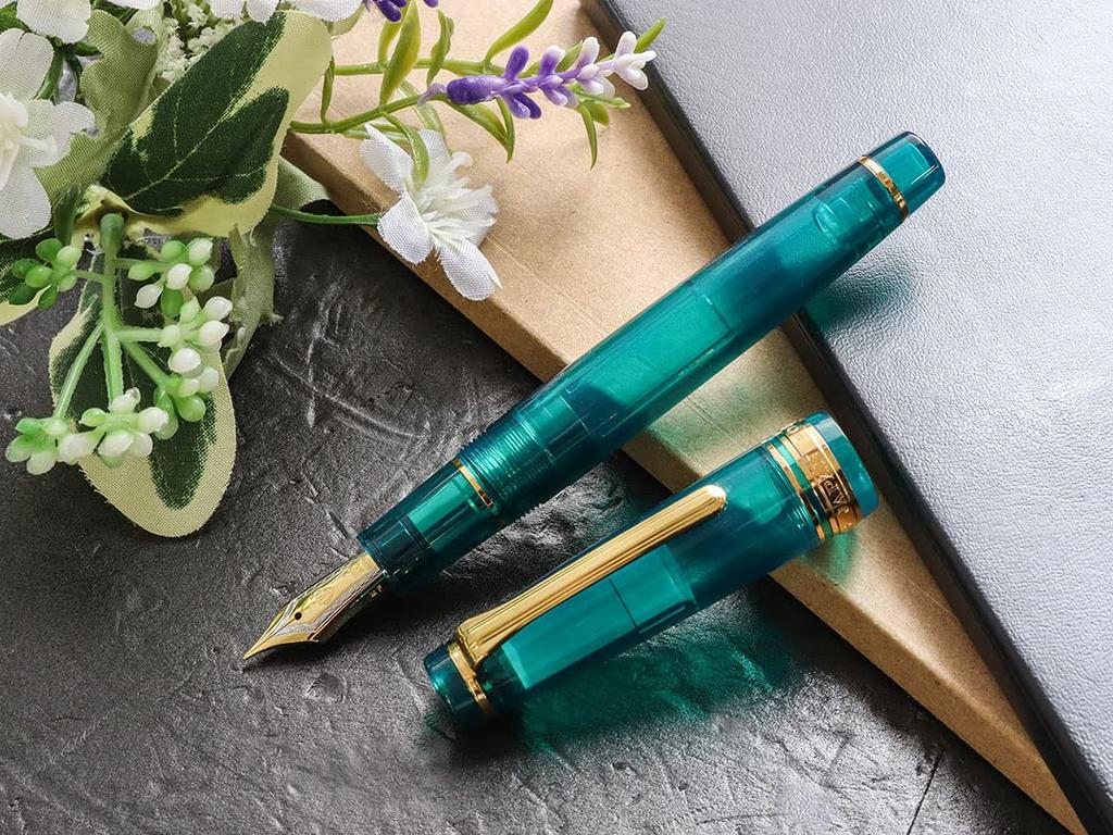 WANCHER Limited Fountain Pen SAILOR Original Professional Gear Turquoise Blue 21K Fountain Pen Special Production Extra [Wancher Product] (EF Fine)