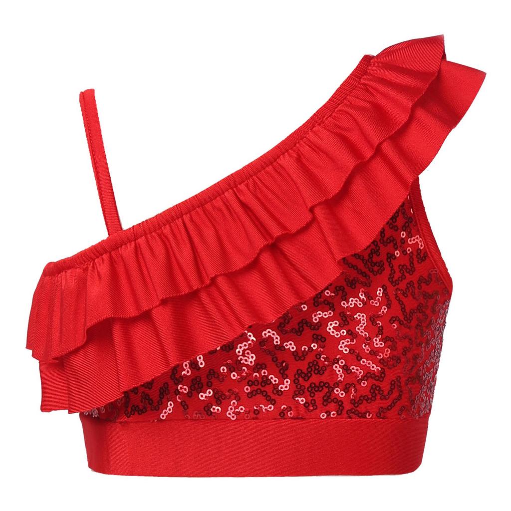 Детский топ без рукавов с блестками и блестками для девочек, современные танцевальные костюмы, гимнастическая танцевальная одежда