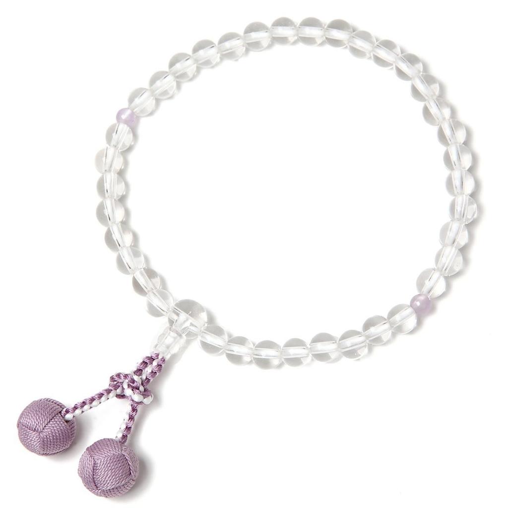 Четки из хрусталя, изготовленные в Японии, с мешочком из облачных камней глицинии. Четки ручной работы, которые могут использоваться всеми сектами. Домашние четки. Молитва.