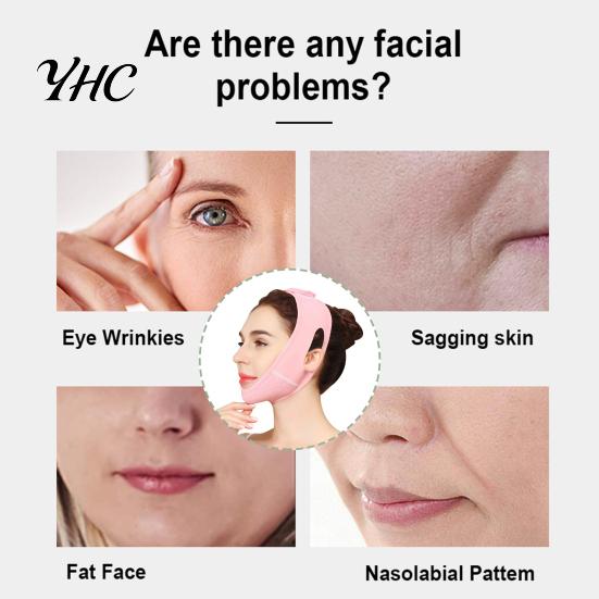 Women Face Bandage Chin Strap with Adjustable Fastener Tape Soft Breathable Double Reducer Beauty Sculpting