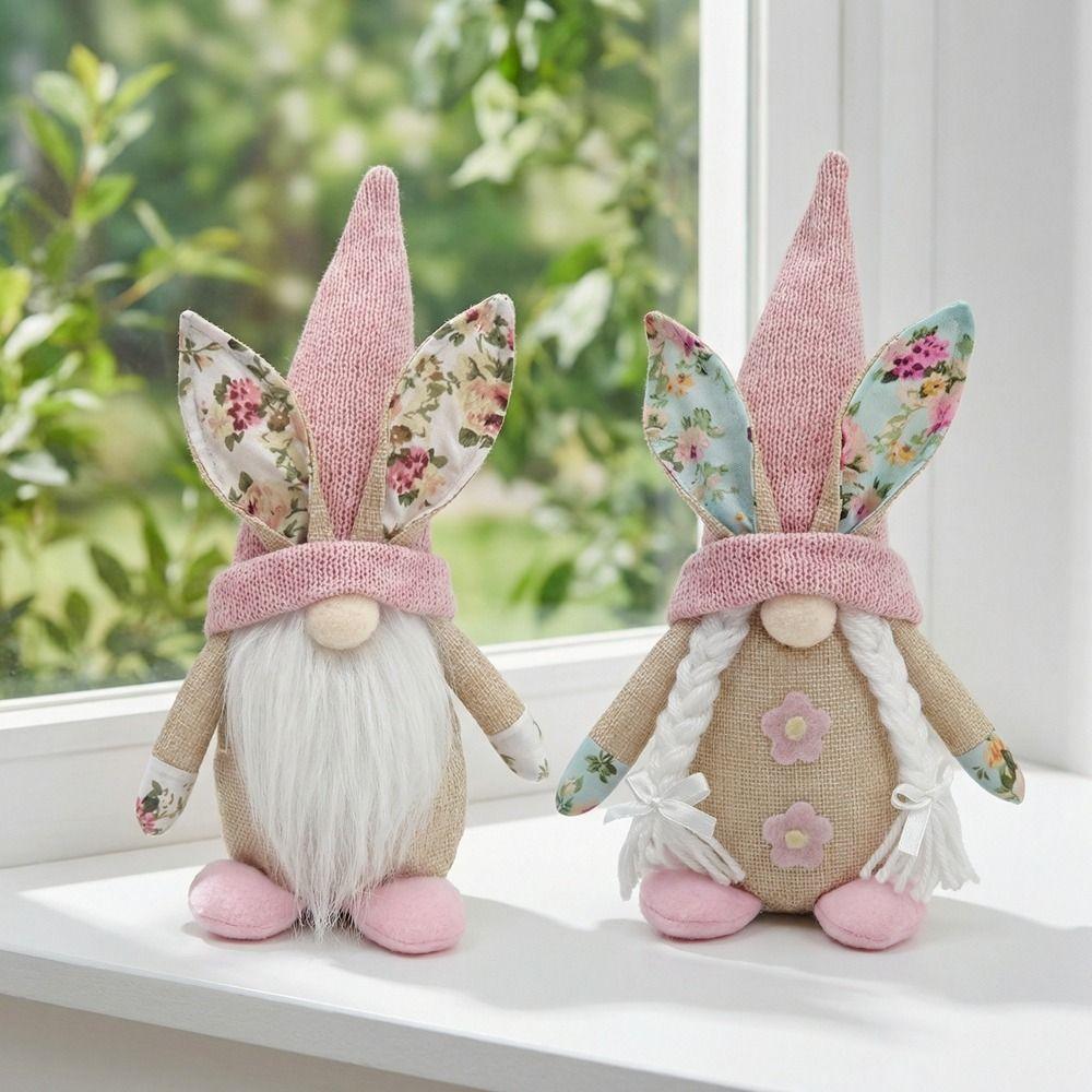 Spring Bunny Themed Easter Bunny Gnome Faceless Design Elf Stuffed Doll Tabletop Decor