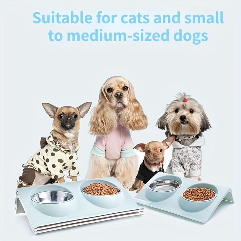 1 шт., двойная миска из нержавеющей стали для собак и кошек - нескользящая основа, миска для кошек, комбинированная миска для воды и еды, миска для корма для собак и кошек