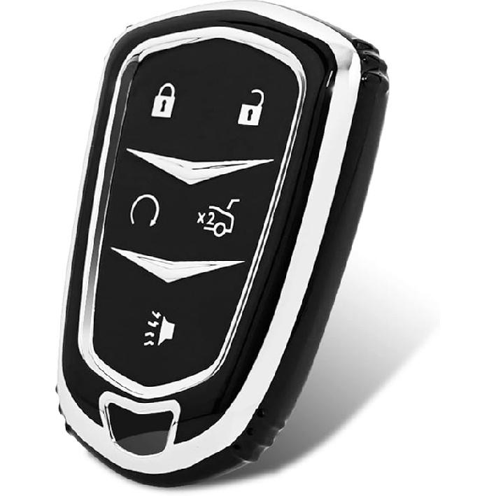OFFCURVE for Cadillac Key Fob Cover, Premium Soft TPU Key Case Shell for Cadillac Escalade 2015-2019 CTS XTS ATS STS XT4 XT5 CT6 SRX Smart Key Holder