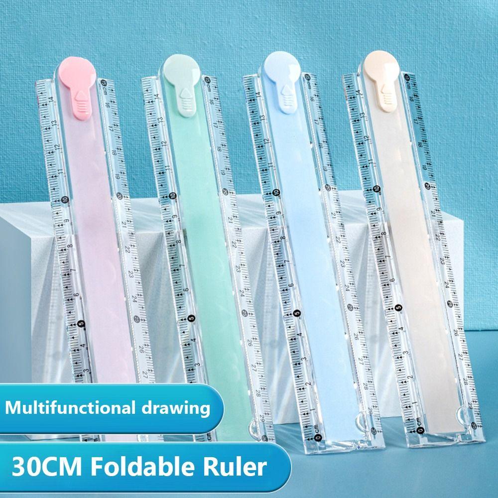 Clear Scale Straight Ruler 30CM Geometric Drawing Ruler Durable Foldable Ruler Students