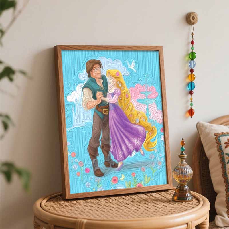 Disney Набор для рисования маслом Рапунцель и Флинн своими руками, Арт-картина, Декор для дома, Ручная работа, Подарок для романтических пар, Сцены любви, Декор для рукоделия 129