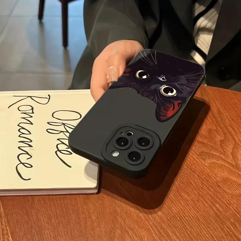 Милый Чехол для Телефона с Рисунком Черного Кота Для Samsung Galaxy S25 Ultra S24 S23 FE S22 Plus S21S20 A54 A55 A35A15 Мягкая Силиконовая Крышка