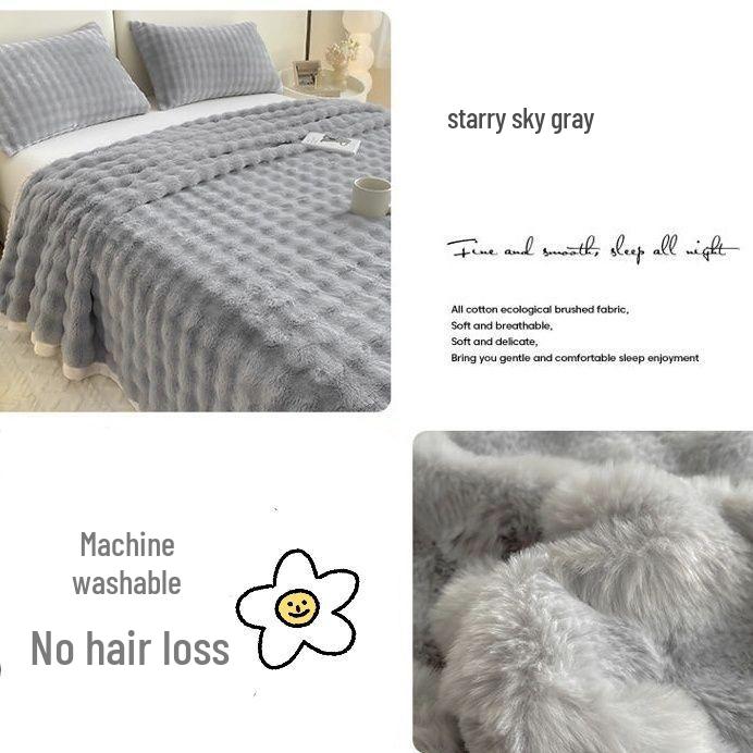 Плюшевая зимняя простыня с пузырьковым кроликом, на флисовой подкладке из вельвета, теплая