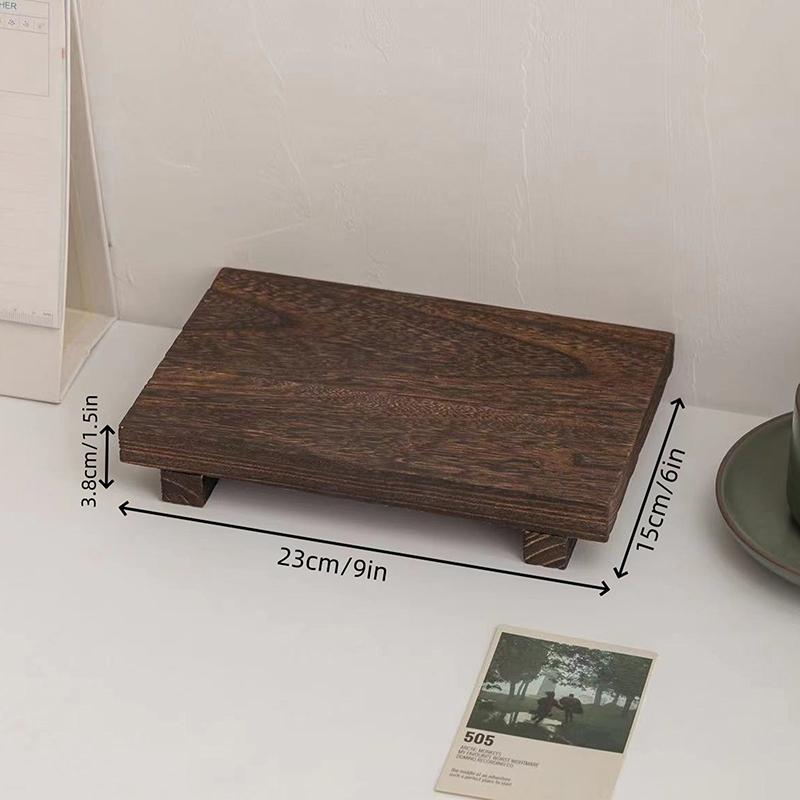Wood Tray Pedestal Stand Wooden Vanity Hands Soap Scented Candle Storage Holder Tray Kitchen Seasoning Holder Home Decor
