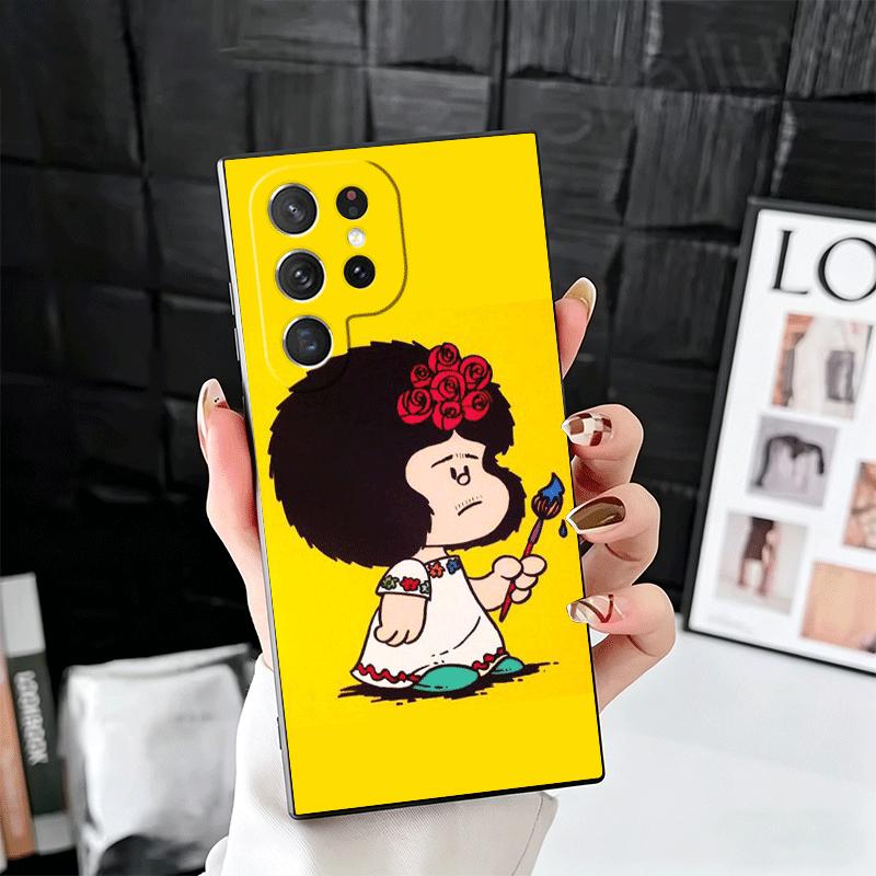 Mafalda Cartoon Cute Soft Phone Case for Samsung Galaxy S26 S25 Edge S24 Ultra S23 Plus S22 S21 FE S20 Black Cover Back Shell