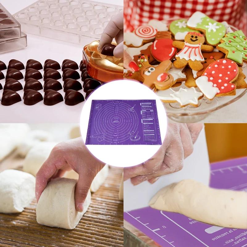 40/50/60cm Silicone Kneading Mat Baking Mat Sheet Dough Mat for Kitchen Rolling Dough Pizza Non-Stick Maker Baking Cake Tools