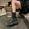 Fashion 2024 Fashion New Boots Women's Shoes Fashionable and Versatile Thin Round Head Cigarette Boots Platform Shoes Outdoor Versatile