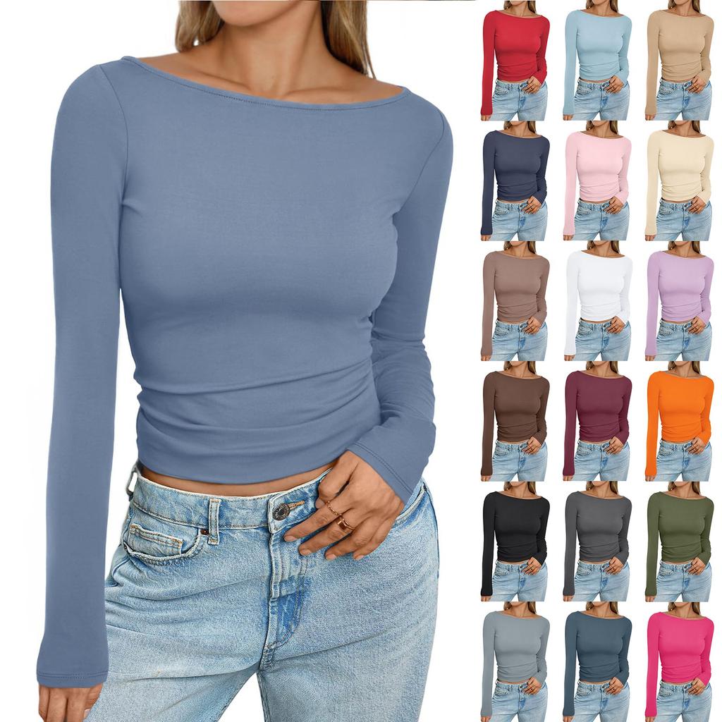 Women's Fashion Casual Slim Long Sleeve Bottom Shirt Outerwear Tops