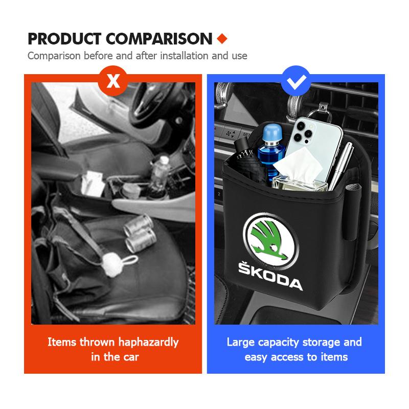 AAABS1 Car Air Outlet Storage Box Hanging Phone Lipstick Lighter Organizer Bag Holder For Skoda Octavia A5 A7 RS Fabia Superb Rapid