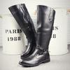 Mens Long Leather Tall Boots Fashion Pointed Toe Knight Boots Designer Motorcycle Boots High Quality Outdoor