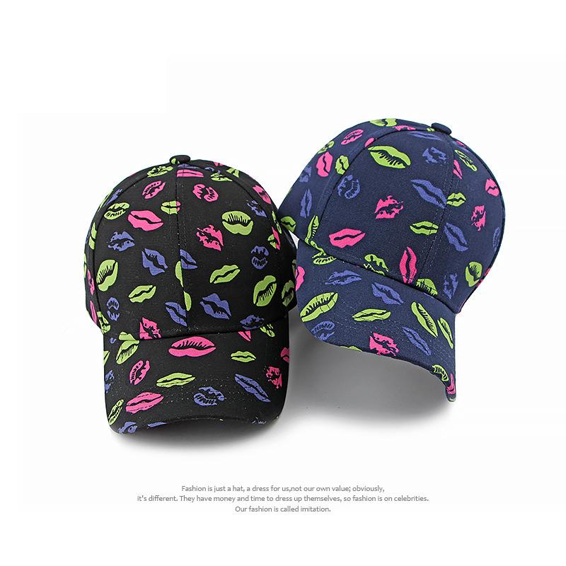 Шапка женская бейсболка с принтом губ для защиты от солнца на открытом воздухе