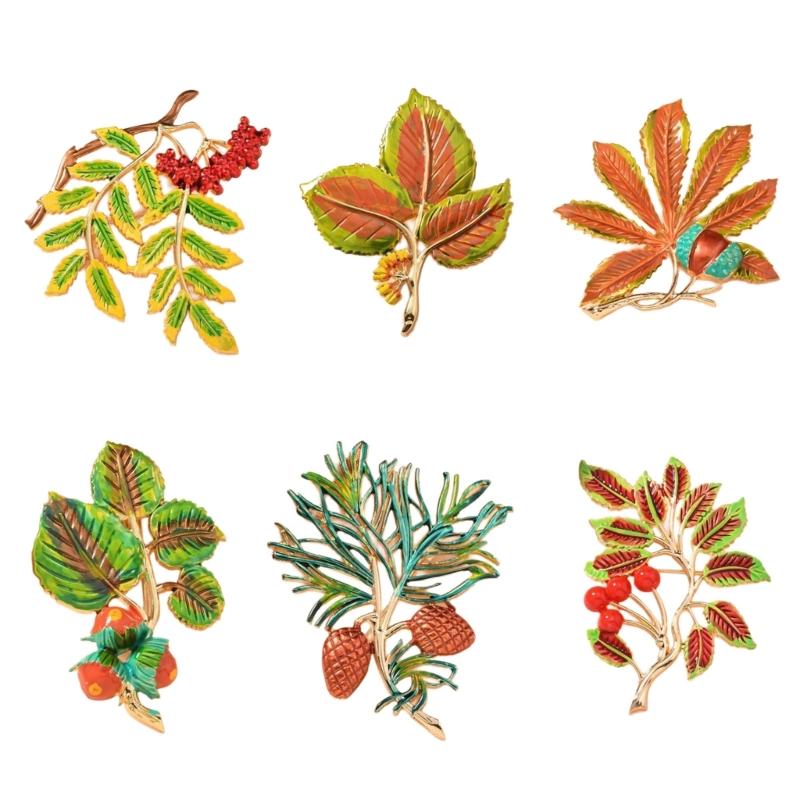 Vintage Style Enamel Autumn Leaf Brooch Handcrafted with User Friendly Materials for Fashionable Women and Nature Lovers