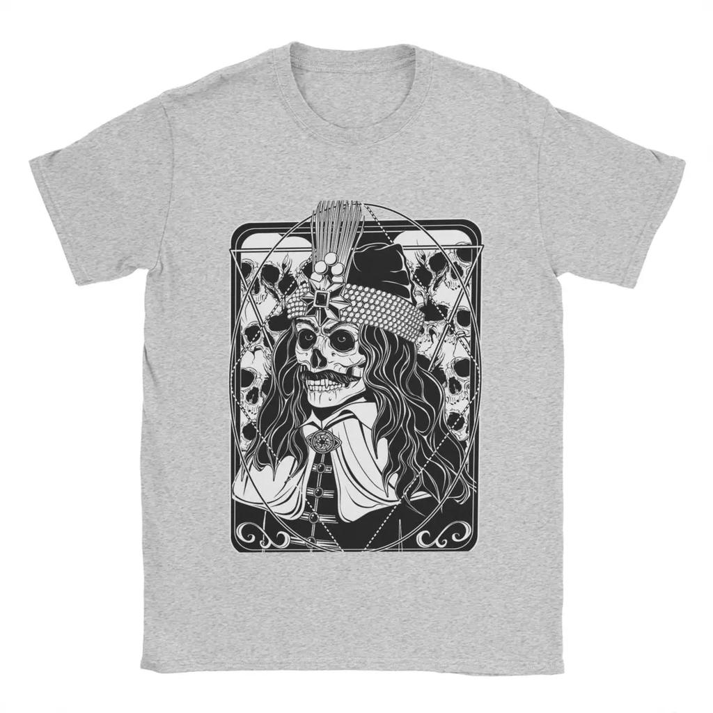 Мужская футболка с изображением Влада Дракулы и черепа, повседневная футболка из чистого хлопка, футболки с коротким рукавом, топы с круглым вырезом и графикой