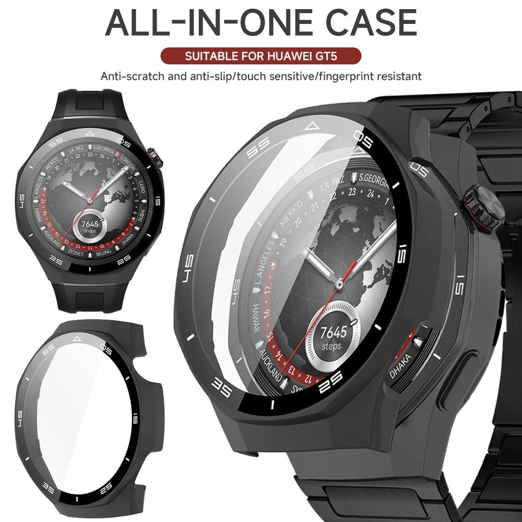 Чехол для Huawei Watch GT 5/GT5 Pro 46 мм Защитное стекло для экрана и Жесткий ПК Защитный бампер Huawei GT5 Чехол Аксессуары