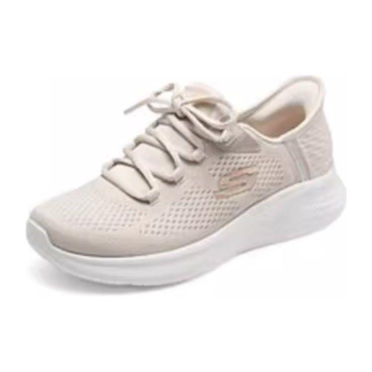Skechers Слипоны Сетчатые Технология Flash Спортивные Амортизация Ударов Прочные Низкие Повседневные Кроссовки Женские Бежевые 150012-NTMT