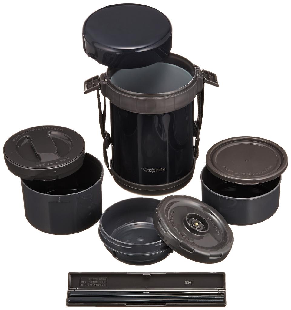 Zojirushi (ZOJIRUSHI) Insulated Stainless Steel Lunch Box, Navy Black, Holds Approximately 3 Cups of Rice (SL-GG18-BD)