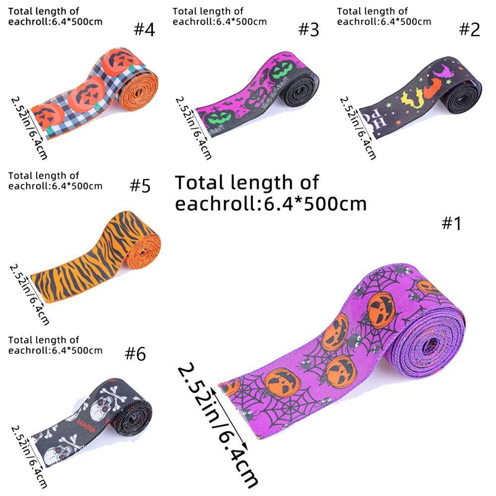Страшный Хэллоуин Разноцветные ленты Тыква Череп Летучая мышь Паутина Клетчатые тыквенные ленты Ткань Изысканные