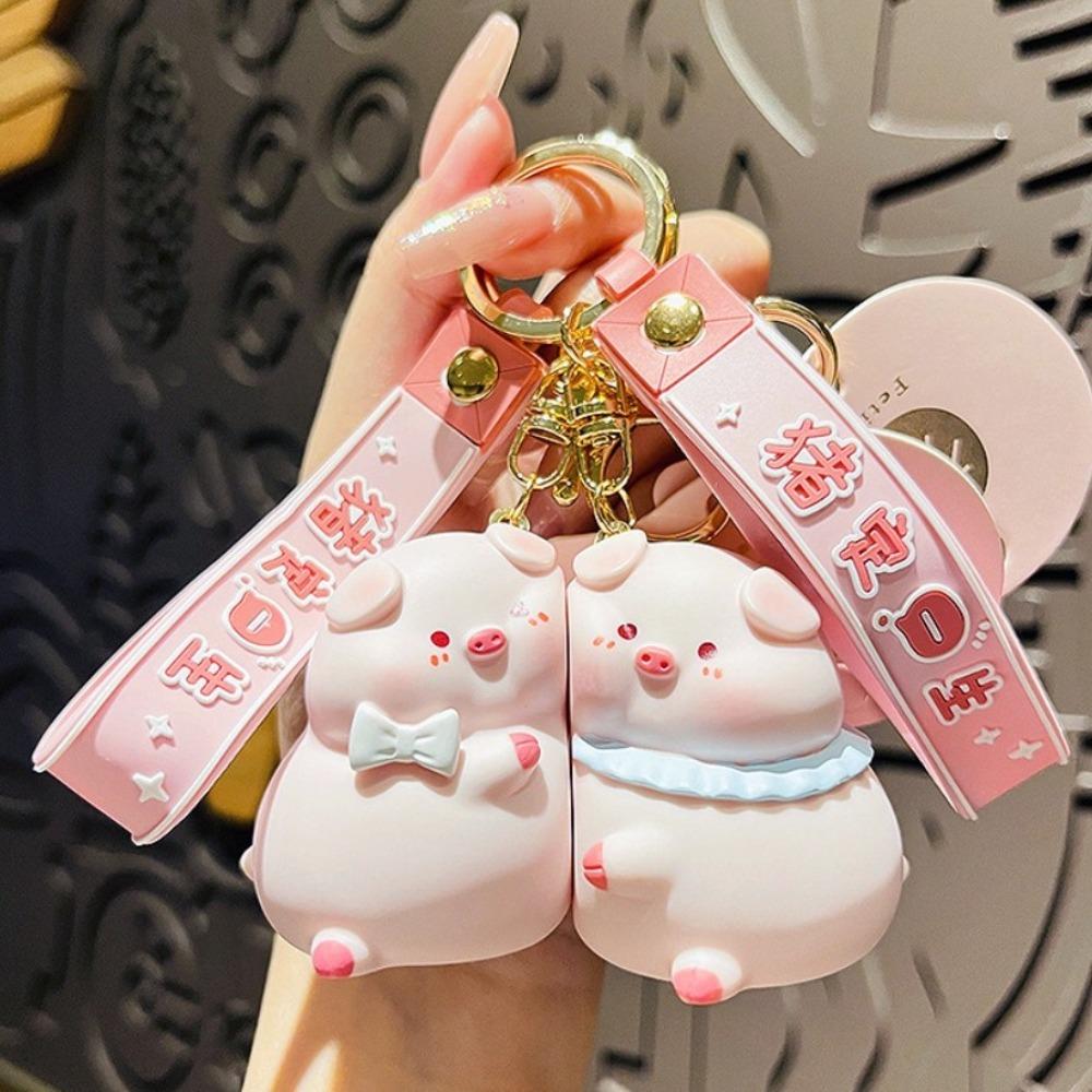 Hanging Jewelry Cute Lovers Keyring Backpack Pendant Hug Pig Key Ring  Lovers