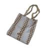 3 retro plaid splicing shoulder bag large-capacity commuting versatile tote bag women's spring and summer new cloth bag bag