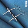 925 Sterling Silver Cross AAA Zircon Piercing Earrings Fashionable Wedding Jewelry