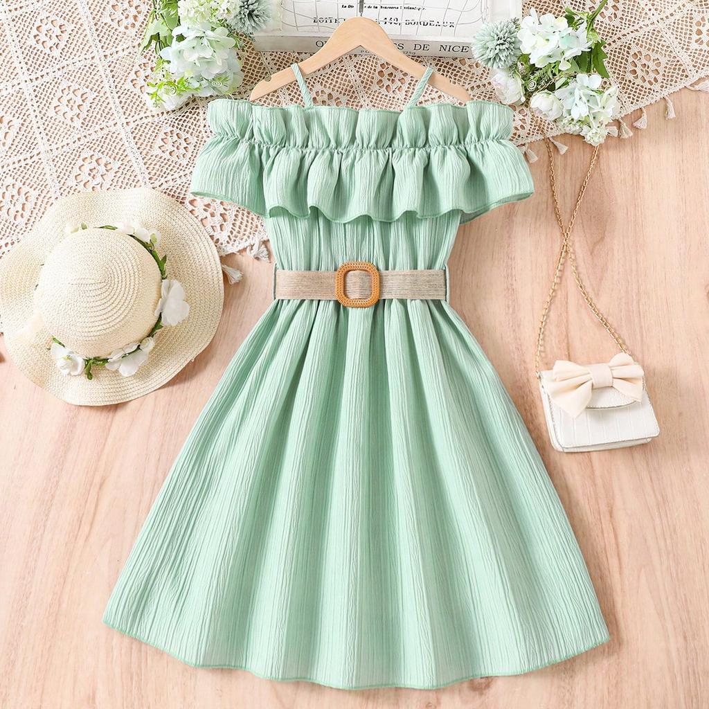 Платье для девочек, лето 2024, облегающее платье на бретельках, детская одежда для детей 8-12 лет