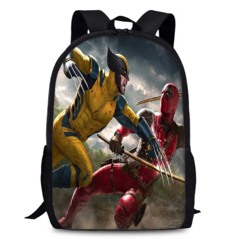 Deadpool Wolverine Backpack 15 Inch Anime Cartoon Schoolbag Lightweight