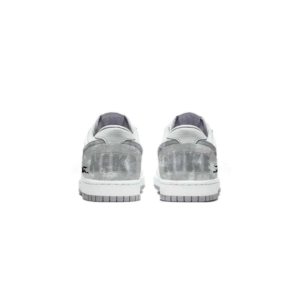 Nike Big Cloud Pattern Auspicious Qilin PU Slip Resistant Low top Casual Skateboard Shoes Unisex Gray White 355152-106(Team239-)