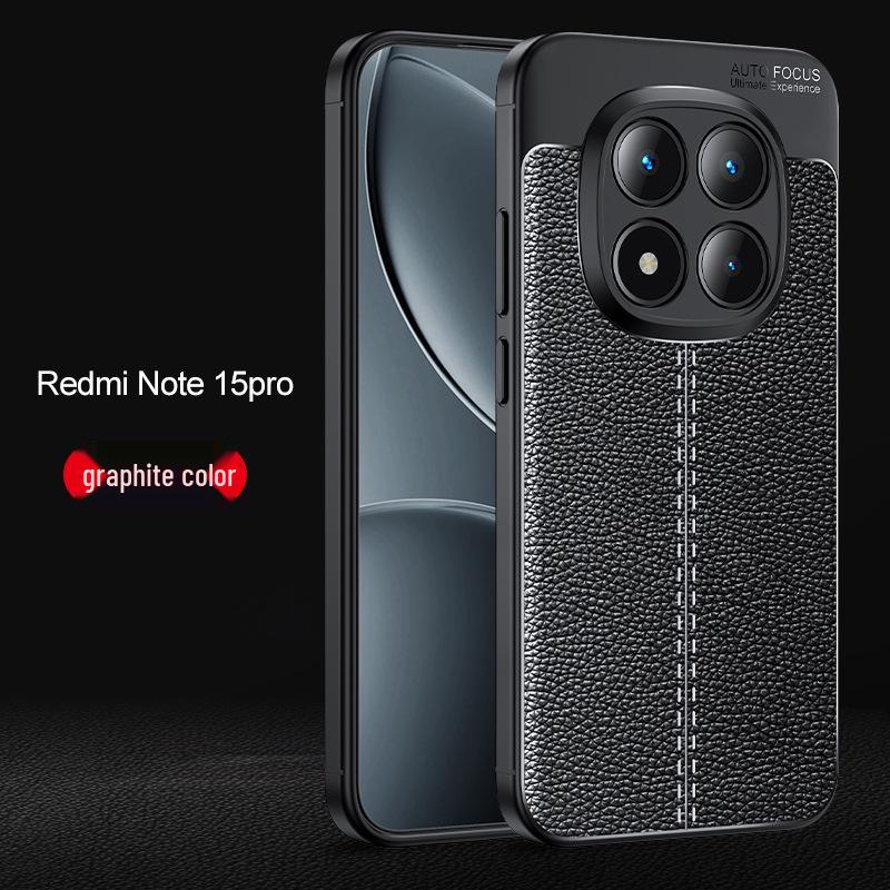 Мягкий чехол с текстурой кожи для Redmi Note 15 Pro/K80 Pro - Однотонный кожаный защитный чехол