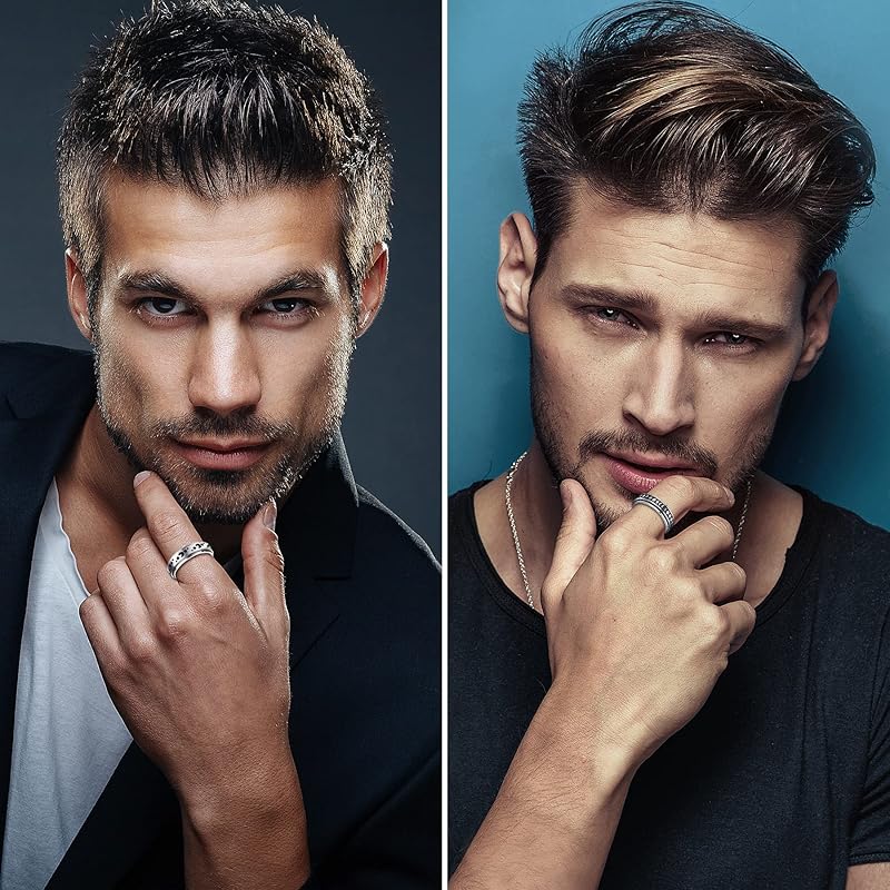 stainless steel ring ring Compatible with metal allergies men's unisex rotatable 4 piece set star moon simple adult cool Popularity boyfriend