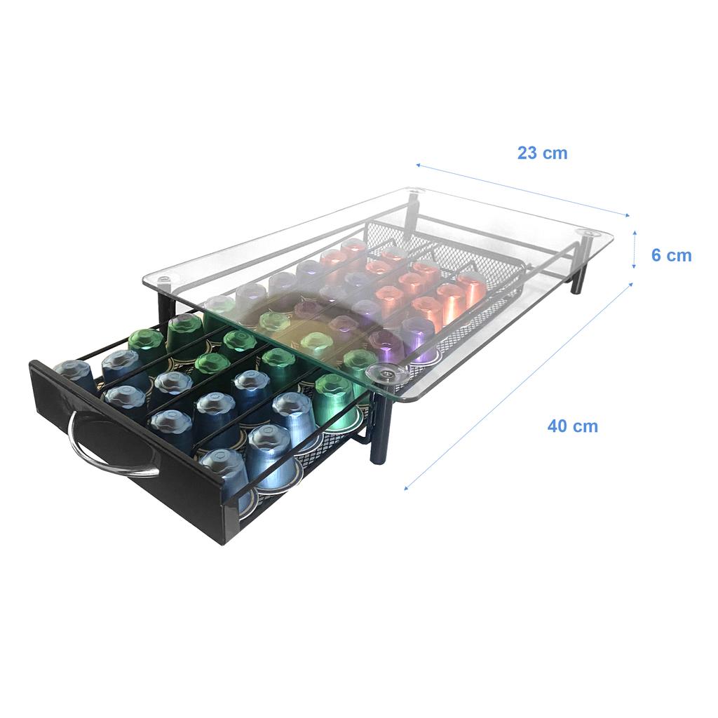 Nyana Home Nespresso Capsule Organizer Holder | 40 Capsule Capacity | Nespresso Compatibility | Glass Cover