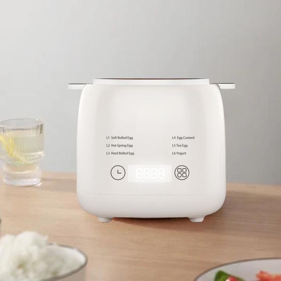 6-in-1 Rapid Egg Cooker Touch Screen Design Timer Auto Shut-off Sound Reminder Compact Size Portable Custard Yogurt Electric Egg Maker