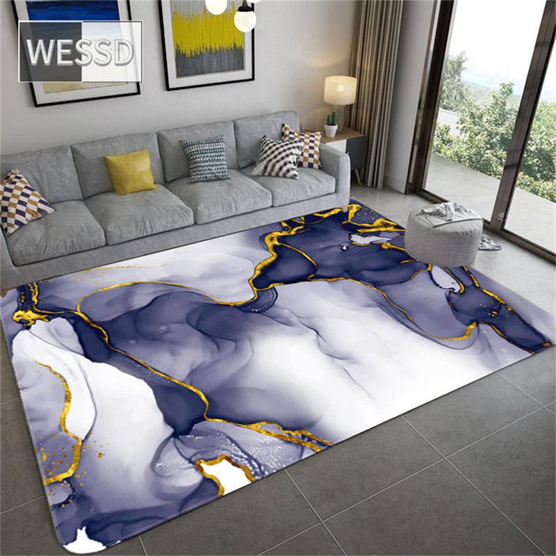 Синий Белый Картина Абстрактная Большой Коврик Для Гостиной Современная Фланелевая Губка Диван Ковер Входные Коврики Украшение Дома