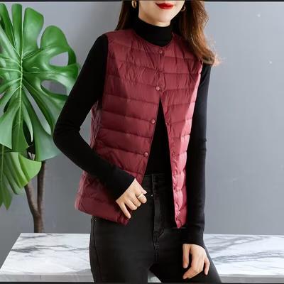 Женский весенне-осенний теплый жилет без рукавов на молнии, однотонные тонкие удобные топы