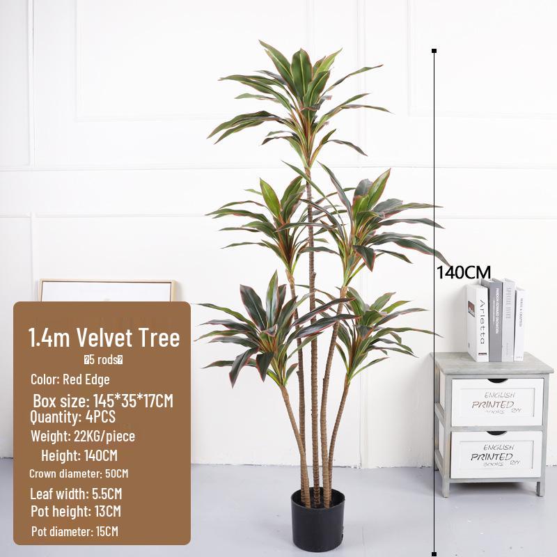 Two-Color Faux Croton & Dragon Blood Tree Decorative Potted Plant for Hotels