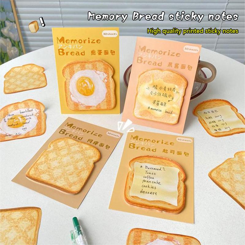 30Sheets Creative Toast Shape Convenience Sticker Message Paper Adhesive Self Sticky Sticky Notepad School Supplies