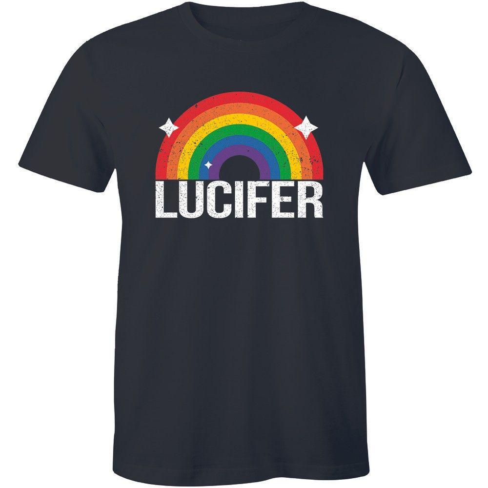 Unisex shirt Cotton Oversize Large Size Rainbow Lucifer Heaven & Hell Tee Hail Satan Satanic Devil Sarcastic Men T-shirt