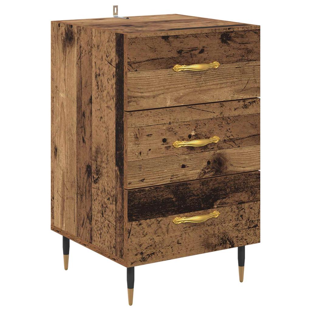 Nightstand with Drawers Reclaimed Wood Look 40 x 40 x 66 cm Engineered Wood