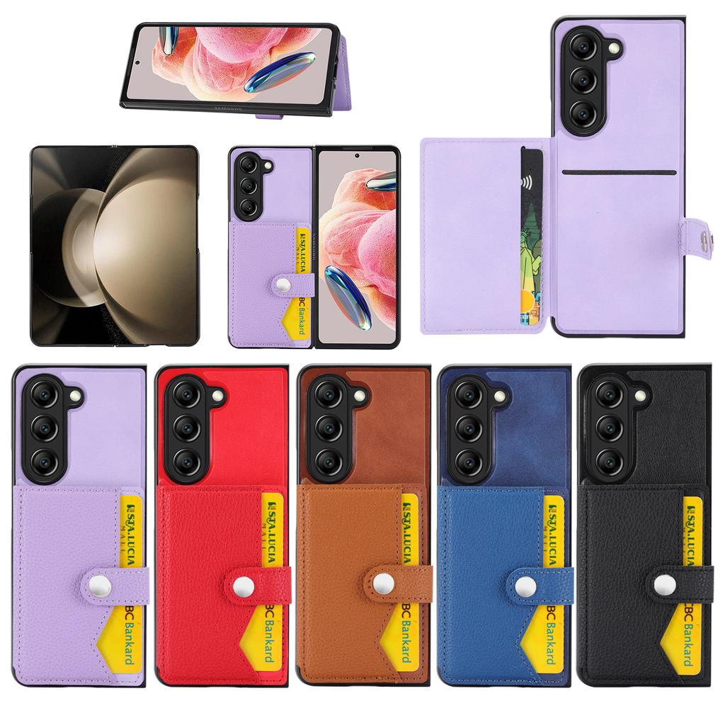 Подходит для чехла мобильного телефона Samsung Z Fold6 Z Fold5 с вставкой-кошельком с рисунком личи, противоударный защитный чехол FOLD4
