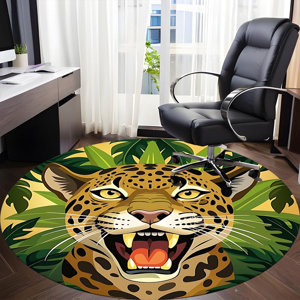 1pc Jaguar, Jungle Print Chair Carpet for Office, Soft Comfortable Mat For Office, Living Room, Bedroom, Machine Washable Carpet yy251112166